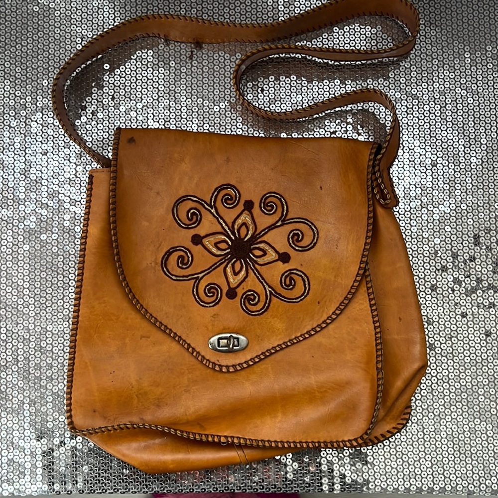 Super unique leather vintage bag